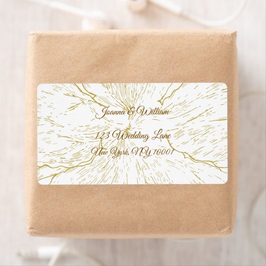 Gold Floral Line Art Botanical Wedding ラベル (インサイチュ)