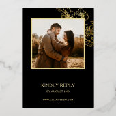 Gold Floral Line Art | Photo Wedding 箔招待状 (裏面)