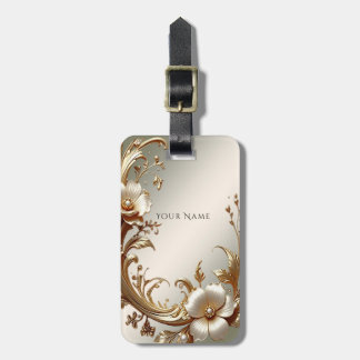Gold Floral Luggage Tag ラゲッジタグ
