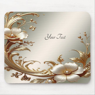 Gold Floral Mousepad マウスパッド
