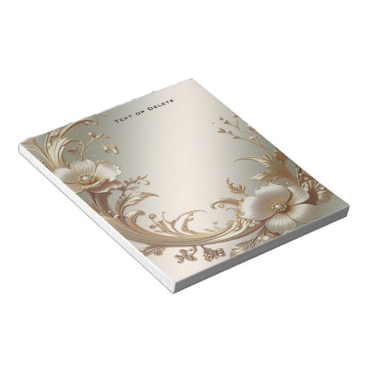 Gold Floral Notepad ノートパッド (アングル)
