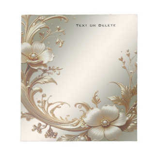 Gold Floral Notepad ノートパッド