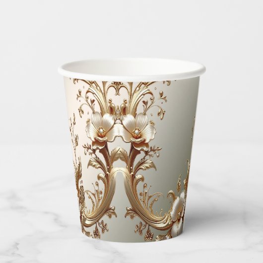 Gold Floral Paper Cups 紙コップ (裏面)