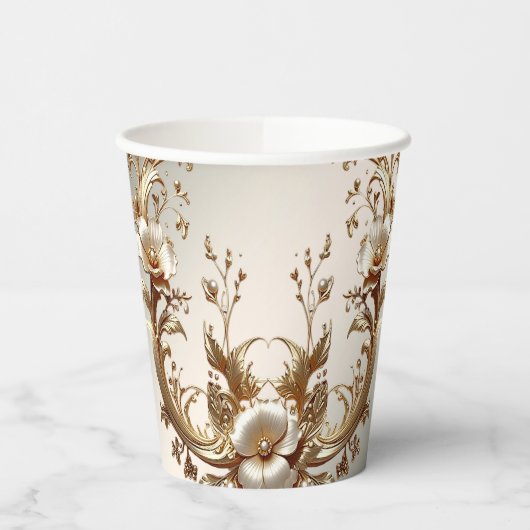 Gold Floral Paper Cups 紙コップ (左)