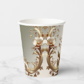 Gold Floral Paper Cups 紙コップ (正面)