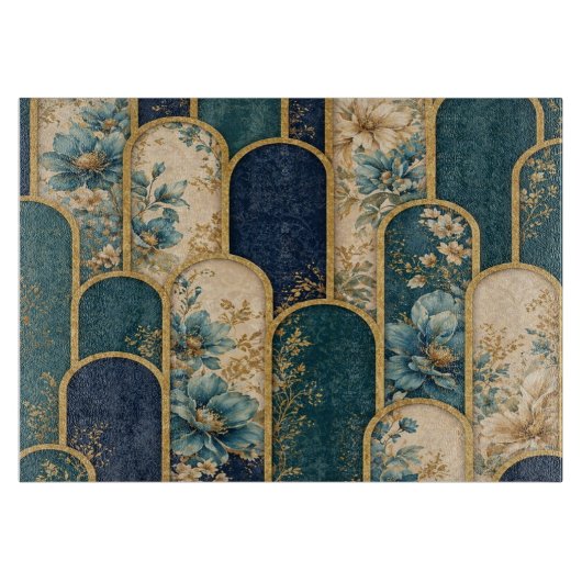 Gold Floral Pattern Cutting Board – Elegant Kitche カッティングボード (正面)