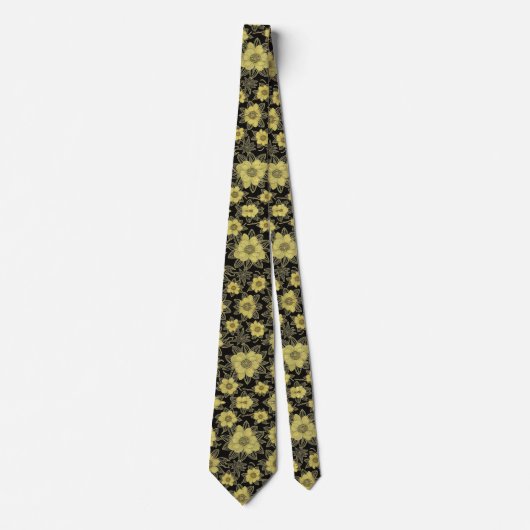 Gold Floral Pattern Neck Tie ネクタイ (正面)
