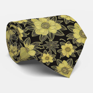 Gold Floral Pattern Neck Tie ネクタイ