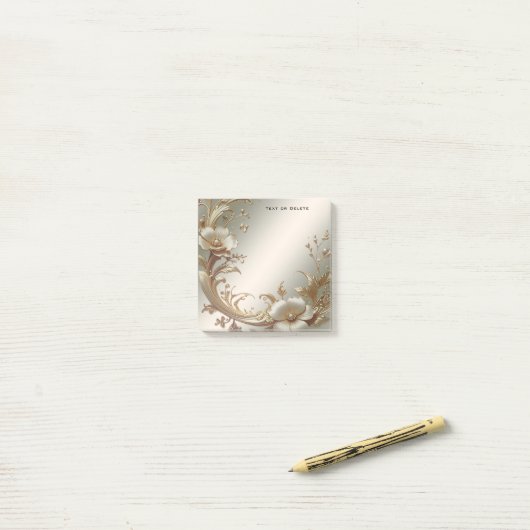 Gold Floral Post it Notes ポストイット (デスク上)