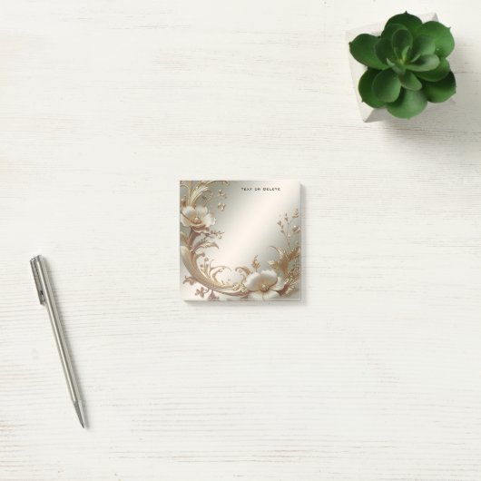 Gold Floral Post it Notes ポストイット (オフィス)
