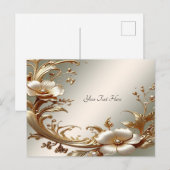 Gold Floral Postcard ポストカード (正面/裏面)