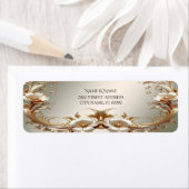 Gold Floral Return Address Label ラベル (インサイチュ)