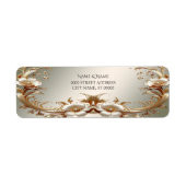 Gold Floral Return Address Label ラベル (正面)
