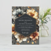 Gold Floral Romance Wedding 招待状 (スタンド正面)