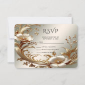 Gold Floral RSVP Card (正面)