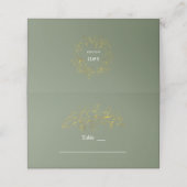 Gold Floral Sage Green Wedding Table Number プレイスカード (外部開封)