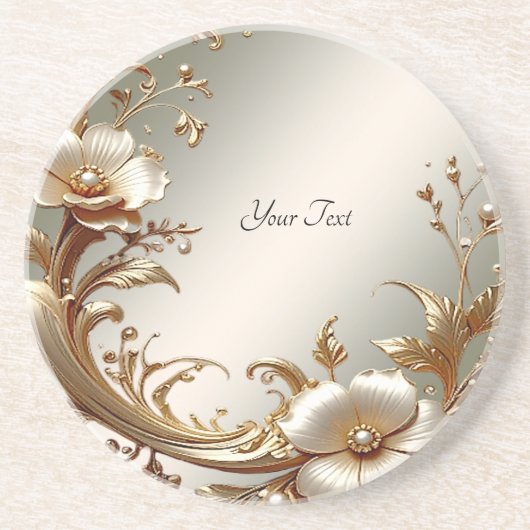 Gold Floral Sandstone Coaster コースター (正面)