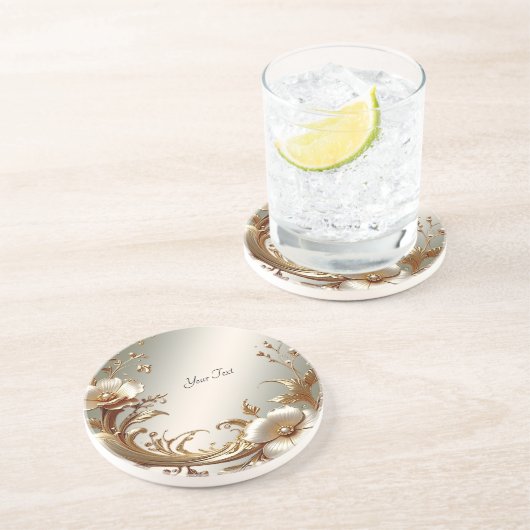 Gold Floral Sandstone Coaster コースター (側面)