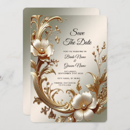 Gold Floral Save the Date セーブザデート