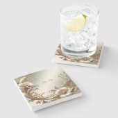 Gold Floral Stone Coaster ストーンコースター (横)