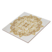 Gold Floral Symbol Art Square Tile タイル (側面)