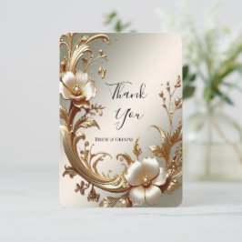 Gold Floral Thank You Card サンキューカード