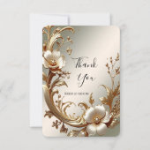 Gold Floral Thank You Card サンキューカード (正面)
