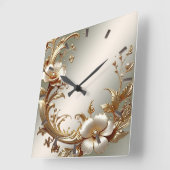 Gold Floral Wall Clock スクエア壁時計 (傾斜)