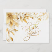 Gold Floral Wedding Thank You Card サンキューカード (正面)