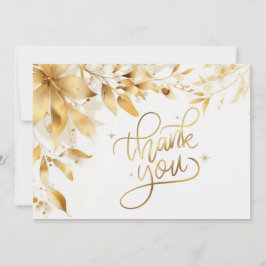 Gold Floral Wedding Thank You Card サンキューカード
