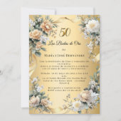 Gold Florals Invitación Bodas de Oro 招待状 (正面)
