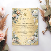Gold Florals Invitación Bodas de Oro 招待状