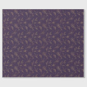 Gold Florals On Dark Purple Wedding ラッピングペーパー (フラット)