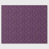 Gold Florals On Violet Wedding Wrapping Paper ラッピングペーパー (フラット)