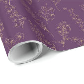 Gold Florals On Violet Wedding Wrapping Paper ラッピングペーパー (ロールコーナー)