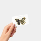 Gold Flower Butterfly with Black Orchid バッジ (手持ち)