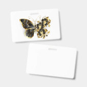 Gold Flower Butterfly with Black Orchid バッジ (正面＆裏面)