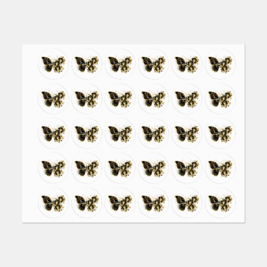 Gold Flower Butterfly with Black Orchid ラベル (シート)