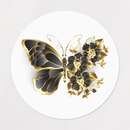 Gold Flower Butterfly with Black Orchid ラベル (デザイン2)