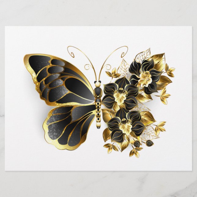 Gold Flower Butterfly with Black Orchid レターヘッド (正面)