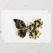 Gold Flower Butterfly with Black Orchid 便箋 (正面/裏面)