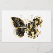 Gold Flower Butterfly with Black Orchid 便箋 (正面)