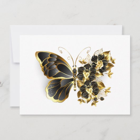 Gold Flower Butterfly with Black Orchid 案内状 (正面)
