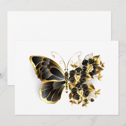Gold Flower Butterfly with Black Orchid 案内状 (正面/裏面)