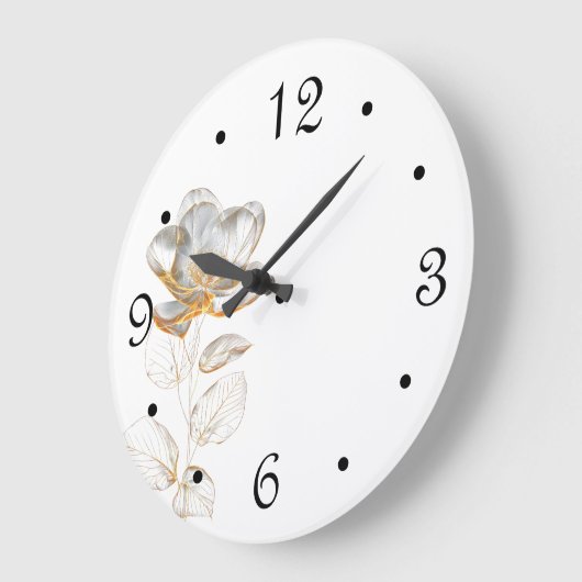 Gold Flower Numbers ラージ壁時計 (傾斜)
