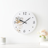 Gold Flower Numbers ラージ壁時計 (ホーム)