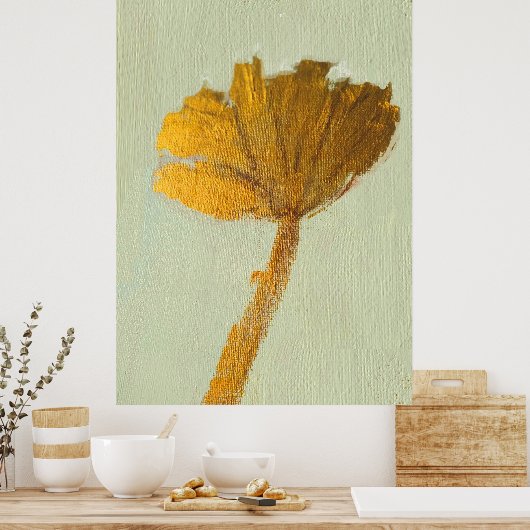 Gold Flower on Canvas ポスター (キッチン)