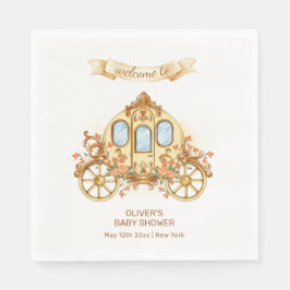 Gold Flower Prince Carriage Baby Shower Welcome スタンダードランチョンナプキン