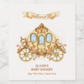 Gold Flower Prince Carriage Baby Shower Welcome ワインラベル (シングルラベル)