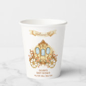 Gold Flower Prince Carriage Baby Shower Welcome 紙コップ (裏面)